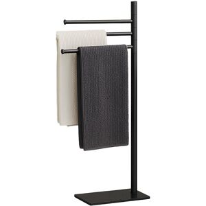 Relaxdays towel rack, HxWxD: 83 x 33.5 x 14 cm, stainless steel, 2 movable bars, standing towel rack, black Relaxdays towel rack, HxWxD: 83 x 33.5 x 14 cm, stainless steel, 2 movable bars, standing towel rack, black