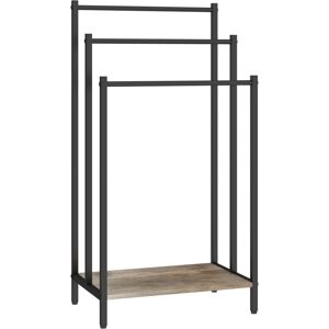 Relaxdays towel rack with shelf, HxWxD: 81x43x28 cm, wood effect, 3 bars, freestanding, natural/black Relaxdays towel rack with shelf, HxWxD: 81x43x28 cm, wood effect, 3 bars, freestanding, natural/black