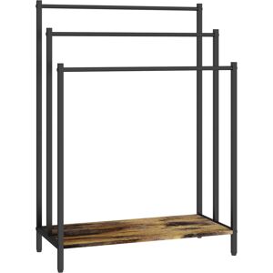 Relaxdays towel rack with shelf, HWD 81x60x28cm, industrial, 3 bars, dark brown/black Relaxdays towel rack with shelf, HWD 81x60x28cm, industrial, 3 bars, dark brown/black