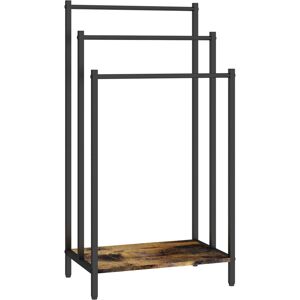 Relaxdays towel rack with shelf, H x W x D 81x43x28cm, industrial, 3 bars, freestanding, dark brown/black Relaxdays towel rack with shelf, H x W x D 81x43x28cm, industrial, 3 bars, freestanding, dark brown/black