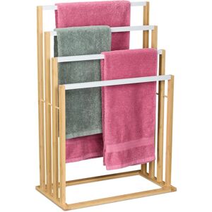 Relaxdays - Towel Rail, 4 Bars & Shelf, Bamboo & Metal, hwd: 82 x 55 x 31 cm, Free-Standing Drying, Shower Rack, Natural Relaxdays - Towel Rail, 4 Bars & Shelf, Bamboo & Metal, hwd: 82 x 55 x 31 cm, Free-Standing Drying, Shower Rack, Natural