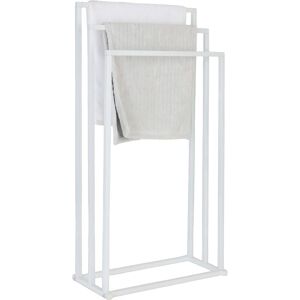 Relaxdays towel rack, HxWxD: 84 x 44 x 21.5 cm, metal, 3 rods, freestanding, white Relaxdays towel rack, HxWxD: 84 x 44 x 21.5 cm, metal, 3 rods, freestanding, white