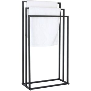 Relaxdays towel rack, HxWxD: 84 x 44 x 21.5 cm, metal, 3 bars, standing, bathroom, black Relaxdays towel rack, HxWxD: 84 x 44 x 21.5 cm, metal, 3 bars, standing, bathroom, black