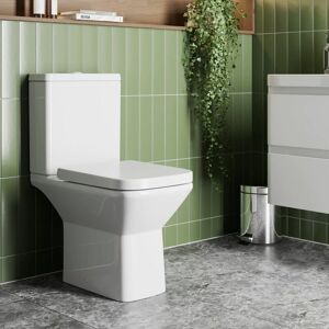 AFFINE Rimless Close Coupled Toilet Soft Close Seat Modern Bathroom White Gloss AFFINE Rimless Close Coupled Toilet Soft Close Seat Modern Bathroom White Gloss