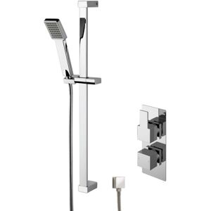 Ripple Concealed Square Twin Valve & Slide Rail Kit Shower Bundle Set - Chrome - Balterley Ripple Concealed Square Twin Valve & Slide Rail Kit Shower Bundle Set - Chrome - Balterley