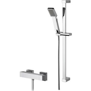 Ripple Square Thermostatic Bar Valve and Rectangular Slide Rail Kit Shower Bundle - Chrome - Balterley Ripple Square Thermostatic Bar Valve and Rectangular Slide Rail Kit Shower Bundle - Chrome - Balterley