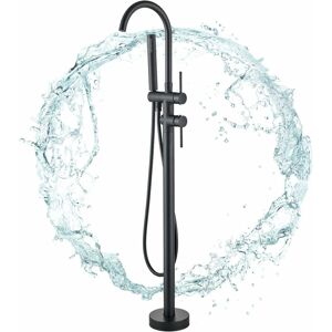 Suguword - Freestanding Bathtub Faucet Bathroom Filler Faucet Two Handle Floor Stand Black with Hand Shower Suguword - Freestanding Bathtub Faucet Bathroom Filler Faucet Two Handle Floor Stand Black with Hand Shower