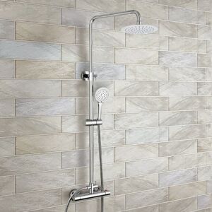 Nes Home - Rosa Round Exposed Thermostatic Dual Control Shower Mixer - Riser Rail Kit & Easy Fittings Nes Home - Rosa Round Exposed Thermostatic Dual Control Shower Mixer - Riser Rail Kit & Easy Fittings