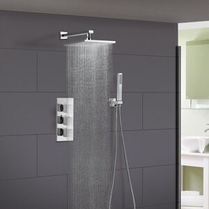 Nes Home - Rose 2 Way Square Concealed Thermostatic Mixer Valve Hand Held Shower Head Nes Home - Rose 2 Way Square Concealed Thermostatic Mixer Valve Hand Held Shower Head