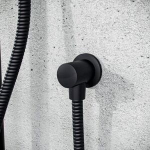 Nes Home - Round Matte Black Wall Mounted Outlet Elbow Shower Hose Concealed Connector Kit Nes Home - Round Matte Black Wall Mounted Outlet Elbow Shower Hose Concealed Connector Kit