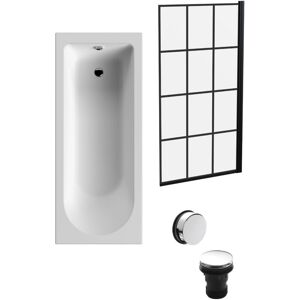 Balterley - Round Single Ended Bath Tub, Black Framed Screen, Chrome Waste - 1700 x 700mm Balterley - Round Single Ended Bath Tub, Black Framed Screen, Chrome Waste - 1700 x 700mm