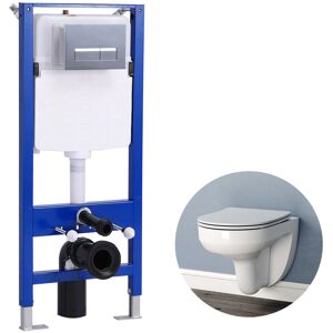 BIUBIUBATH Round Wall Hung Toilet Rimless 1.14M Concealed Cistern Frame Set wc pan uf Soft Close Seat white BIUBIUBATH Round Wall Hung Toilet Rimless 1.14M Concealed Cistern Frame Set wc pan uf Soft Close Seat white