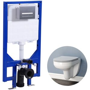 BIUBIUBATH Rimless Wall Hung Toilet with 1.14M Concealed Cistern Frame Round wc pan uf Soft Close Seat white BIUBIUBATH Rimless Wall Hung Toilet with 1.14M Concealed Cistern Frame Round wc pan uf Soft Close Seat white