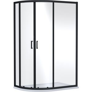 Ruwa 6mm Toughened Safety Glass Offset Quadrant Shower Enclosure - 1900 x 1200 x 800mm - Matt Black Balterley Ruwa 6mm Toughened Safety Glass Offset Quadrant Shower Enclosure - 1900 x 1200 x 800mm - Matt Black Balterley