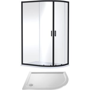 Balterley - 6mm Toughened Safety Glass Right Hand Offset Quadrant Shower Enclosure and Resin Shower Tray - 1200 x 900 x 1900mm - Matt Black Frame Balterley - 6mm Toughened Safety Glass Right Hand Offset Quadrant Shower Enclosure and Resin Shower Tray - 1200 x 900 x 1900mm - Matt Black Frame