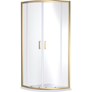 Ruwa 6mm Toughened Safety Glass Quadrant Shower Enclosure - 1900 x 800 x 800mm - Brushed Brass - Balterley Ruwa 6mm Toughened Safety Glass Quadrant Shower Enclosure - 1900 x 800 x 800mm - Brushed Brass - Balterley