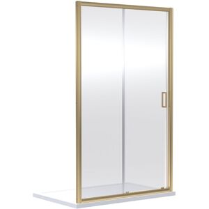 BALTERLEY 6mm Toughened Safety Glass Reversible Sliding Shower Door - 1400mm - Brushed Brass BALTERLEY 6mm Toughened Safety Glass Reversible Sliding Shower Door - 1400mm - Brushed Brass
