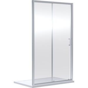 Ruwa 6mm Toughened Safety Glass Sliding Shower Door - 1900 x 1400mm - Chrome - Balterley Ruwa 6mm Toughened Safety Glass Sliding Shower Door - 1900 x 1400mm - Chrome - Balterley