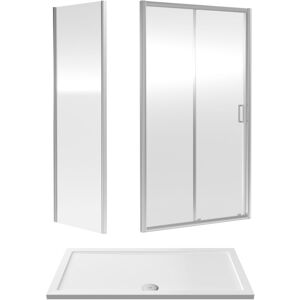 Balterley Sliding Shower Suite with 6mm Safety Glass Door, Side Panel & 1400 x 760mm Shower Tray in Chrome Frame Balterley Sliding Shower Suite with 6mm Safety Glass Door, Side Panel & 1400 x 760mm Shower Tray in Chrome Frame