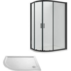 Balterley - Ruwa Shower Enclosure Bundle - Offset Left Hand Quadrant & Slimline Tray - Black/White - 1000mm x 800mm Balterley - Ruwa Shower Enclosure Bundle - Offset Left Hand Quadrant & Slimline Tray - Black/White - 1000mm x 800mm