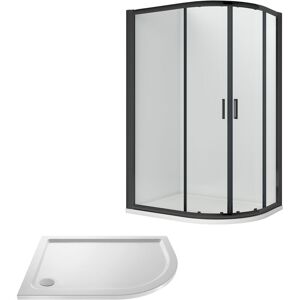 Balterley - Ruwa Shower Enclosure Bundle - Offset Right Hand Quadrant & Slimline Tray - Black/White - 1000mm x 800mm Balterley - Ruwa Shower Enclosure Bundle - Offset Right Hand Quadrant & Slimline Tray - Black/White - 1000mm x 800mm