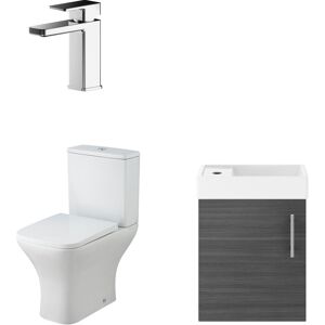 Saint Cloakroom Set - Wall Hung Vanity Basin Unit, Toilet Pan, Cistern, Seat & Mini Basin Tap - Anthracite/Chrome Balterley Saint Cloakroom Set - Wall Hung Vanity Basin Unit, Toilet Pan, Cistern, Seat & Mini Basin Tap - Anthracite/Chrome Balterley