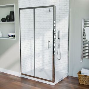 Nes Home - Saturn Frameless 1100 x 700mm Shower Sliding Door Enclosure, Tray & Waste Nes Home - Saturn Frameless 1100 x 700mm Shower Sliding Door Enclosure, Tray & Waste