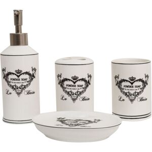 BISCOTTINI Set "Le Bain" 4-Piece Ceramic Bathroom Accessories, Soap Dispenser, Toothbrush Holder, Soap Dish French Vintage Style BISCOTTINI Set "Le Bain" 4-Piece Ceramic Bathroom Accessories, Soap Dispenser, Toothbrush Holder, Soap Dish French Vintage Style