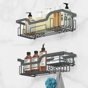 HEGUYEY Set of 2 Shower Storage Shelf, Wall Mounted Shower Organizer Storage Baskets, No Drilling Shower Shelf, Shampoo Holder with Hooks/Soap Tray, for HEGUYEY Set of 2 Shower Storage Shelf, Wall Mounted Shower Organizer Storage Baskets, No Drilling Shower Shelf, Shampoo Holder with Hooks/Soap Tray, for