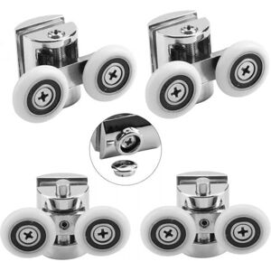 CYSLMUK Set of 4 double rollers - for sliding shower door, 25 mm diameter die-cast zinc rollers, 2 top, 2 bottom CYSLMUK Set of 4 double rollers - for sliding shower door, 25 mm diameter die-cast zinc rollers, 2 top, 2 bottom