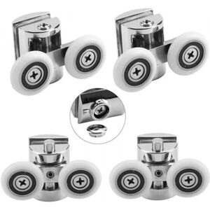 Set of 4 double rollers – for sliding shower doors, die-cast zinc rollers, diameter 25 mm, 2 top, 2 bottom Ymyny Set of 4 double rollers – for sliding shower doors, die-cast zinc rollers, diameter 25 mm, 2 top, 2 bottom Ymyny