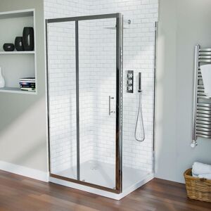NES HOME Shower 1000 mm Sliding Door with 900 mm Frameless Glass Side Panel Screen NES HOME Shower 1000 mm Sliding Door with 900 mm Frameless Glass Side Panel Screen