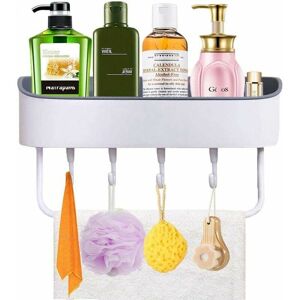 DEWDAT Shower Caddy, Self Adhesive Wall Mounted Shower Organiser, Shampoo Toiletries Shelves Shelf Organizer Spices Storage Basket Soap Holder Tray with 4 DEWDAT Shower Caddy, Self Adhesive Wall Mounted Shower Organiser, Shampoo Toiletries Shelves Shelf Organizer Spices Storage Basket Soap Holder Tray with 4
