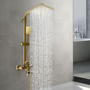 CNCEST Shower Faucet Set, Adjustable Height Bathroom Shower Head, Rainfall Shower Head Square Shower Combo System, Wall Mounted Shower with Handheld Spray CNCEST Shower Faucet Set, Adjustable Height Bathroom Shower Head, Rainfall Shower Head Square Shower Combo System, Wall Mounted Shower with Handheld Spray