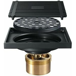 Dewdat - Shower Floor Drains Square Drain Strainer 10X10Cm Black All Copper Bath Drain Anti-Glare Drain Dewdat - Shower Floor Drains Square Drain Strainer 10X10Cm Black All Copper Bath Drain Anti-Glare Drain