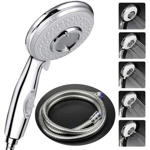 Longziming - Shower Head + 2M Flexible Shower Hose, Shower Head with Hose, 5 Water Saving Modes and Switch Button, High Pressure Hand Shower Head Longziming - Shower Head + 2M Flexible Shower Hose, Shower Head with Hose, 5 Water Saving Modes and Switch Button, High Pressure Hand Shower Head