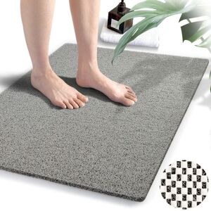 Linghhang - Shower Mat - 50 x 80cm, Grey, Textured Non Slip Bath Mat, pvc Loofah Shower Mat for Bathroom, Quick Drying Linghhang - Shower Mat - 50 x 80cm, Grey, Textured Non Slip Bath Mat, pvc Loofah Shower Mat for Bathroom, Quick Drying