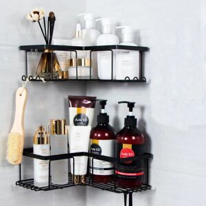 Linghhang - Shower Shelf No Drilling, Corner Bathroom Shelf, Shower Storage for Shampoo Body Wash, Black (2 Pieces Corner Shower Shelf) Linghhang - Shower Shelf No Drilling, Corner Bathroom Shelf, Shower Storage for Shampoo Body Wash, Black (2 Pieces Corner Shower Shelf)
