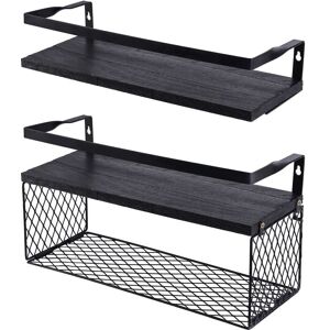 Tonchean - Shower Shelf & Storage,Promotion Floating Shelves with Wire Storage Basket, Bathroom Shelves Over Toilet with Metal Railing Tonchean - Shower Shelf & Storage,Promotion Floating Shelves with Wire Storage Basket, Bathroom Shelves Over Toilet with Metal Railing