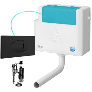 Fnx Bathrooms - Side Entry Concealed Toilet Cistern wc with Dual Flush Matt Black Plate - Includes wras Internals & Pipe Fnx Bathrooms - Side Entry Concealed Toilet Cistern wc with Dual Flush Matt Black Plate - Includes wras Internals & Pipe