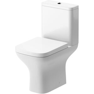 Aztec Rimless Close Coupled Open Back Toilet with Push Button Cistern - Soft Close Seat - Signature Aztec Rimless Close Coupled Open Back Toilet with Push Button Cistern - Soft Close Seat - Signature