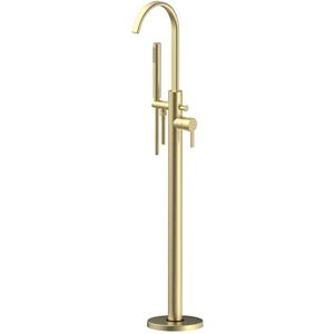 Signature Onyx Freestanding Bath Shower Mixer Tap with Shower Kit - Brushed Brass Signature Onyx Freestanding Bath Shower Mixer Tap with Shower Kit - Brushed Brass