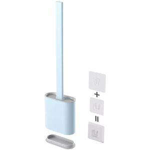 TONCHEAN Silicone Toilet Brush, Silicone Wall-Mounted Toilet Brush, Quick-Drying Toilet Brush Set with Long Handle, Wall/Floor Mounted Toilet Brush, Light Blue TONCHEAN Silicone Toilet Brush, Silicone Wall-Mounted Toilet Brush, Quick-Drying Toilet Brush Set with Long Handle, Wall/Floor Mounted Toilet Brush, Light Blue