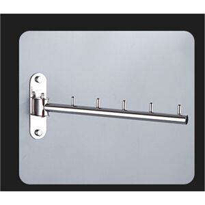CSPARKV Silver Stainless Steel Clothes Hanger with Swivel Arm Support Bars Wall Mounted Hanger with 5 Hooks for Clothes Storage Organizer Hooks for Bedroom CSPARKV Silver Stainless Steel Clothes Hanger with Swivel Arm Support Bars Wall Mounted Hanger with 5 Hooks for Clothes Storage Organizer Hooks for Bedroom