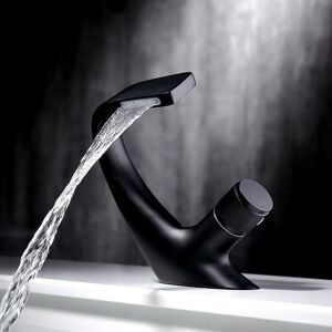 TINOR Single Hole Waterfall Basin Faucet, Brass Bathroom Sink Faucet, Luxury Design Bathtub Sink Faucet (Black, 1813cm) TINOR Single Hole Waterfall Basin Faucet, Brass Bathroom Sink Faucet, Luxury Design Bathtub Sink Faucet (Black, 1813cm)