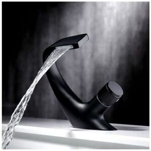 WOIYIC Single Hole Waterfall Basin Faucet, Brass Bathroom Sink Faucet, Luxury Design Bathtub Sink Faucet (Black1813cm) WOIYIC Single Hole Waterfall Basin Faucet, Brass Bathroom Sink Faucet, Luxury Design Bathtub Sink Faucet (Black1813cm)