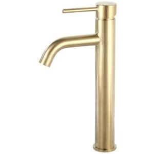 SHUNLI Single Lever Bathroom Sink Faucet, Modern Creative Design Basin Faucet, Shiny Single Hole Faucet, Brushed Gold, Solid Brass (2 Hoses Included) - RW SHUNLI Single Lever Bathroom Sink Faucet, Modern Creative Design Basin Faucet, Shiny Single Hole Faucet, Brushed Gold, Solid Brass (2 Hoses Included) - RW