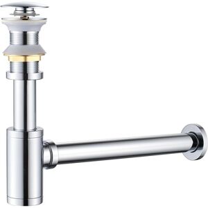 SJQKA Siphon with drain and without overflow, universal anti-odor brass sink siphon, pop-up siphon, drain siphon, chrome SJQKA Siphon with drain and without overflow, universal anti-odor brass sink siphon, pop-up siphon, drain siphon, chrome