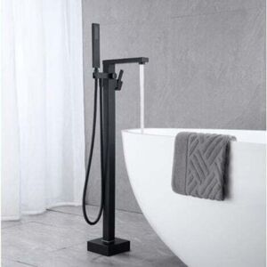 SJQKA Bathtub Faucet with Hand Shower, Waterfall Bathtub Faucet, Freestanding Floorstanding Bathtub Mixer with Handle, Black (Inground Installation) SJQKA Bathtub Faucet with Hand Shower, Waterfall Bathtub Faucet, Freestanding Floorstanding Bathtub Mixer with Handle, Black (Inground Installation)