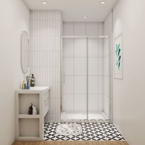 Bathroom 1300mm Bathroom Sliding Door Shower Enclosure 5mm Safety Tempered Glass Screen H1900mm - SKY Bathroom 1300mm Bathroom Sliding Door Shower Enclosure 5mm Safety Tempered Glass Screen H1900mm - SKY